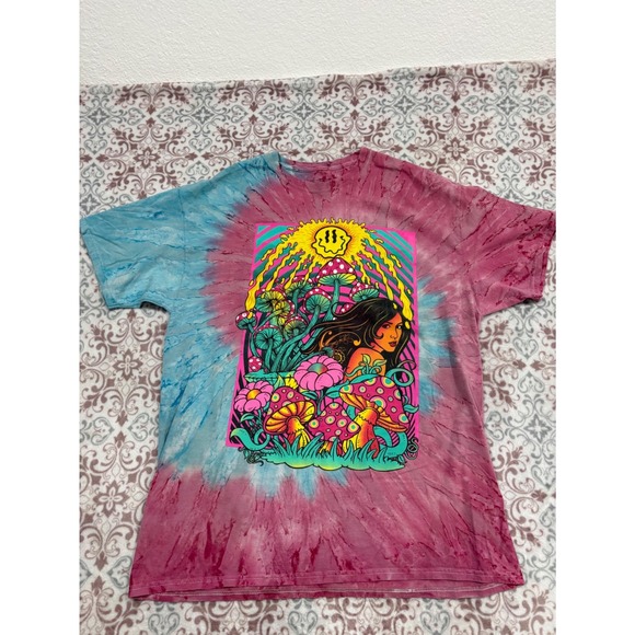H3 Sportgear Other - H3 Sportgear Psychedelic Mushroom Goddess Tie Dye T-Shirt XL Pink Blue Trippy